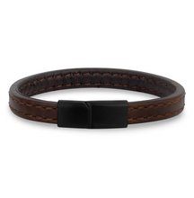 Charger l'image dans la galerie, Bracelet ARZ Steel Acier Inoxydable en cuir - Bijou Homme - Man Jewelry - Montréal Québec
