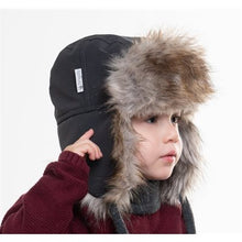 Charger l'image dans la galerie, Chapeau Aviateur Loup noir fait à la main - Montréal Québec - Black Handmade vintage