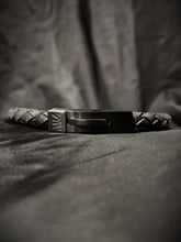 Charger l'image dans la galerie, Bracelet en cuir noir tressé rond pour homme - Fermoir noir