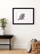 Charger l'image dans la galerie, wall art home decor black and white animal racoon