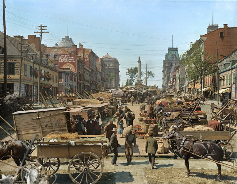 Place Jacques Cartier en couleurs vers 1900