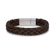 Charger l&#39;image dans la galerie, Bracelet en cuir marron foncé 12 mm avec fermoir en acier

