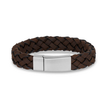 Charger l&#39;image dans la galerie, Bracelet en cuir marron foncé 12 mm avec fermoir en acier
