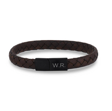 Charger l&#39;image dans la galerie, Bracelet plat en cuir marron 8 mm avec fermoir noir
