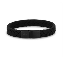 Charger l&#39;image dans la galerie, Bracelet cuir noir mat 10 mm
