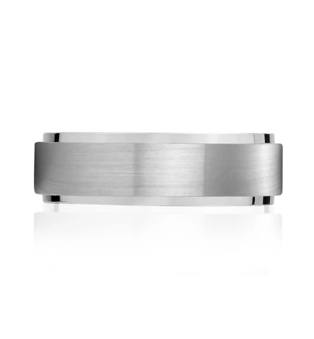 Bague 7 mm mate et brillante (acier)