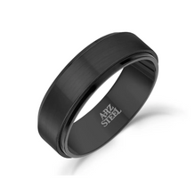 Charger l&#39;image dans la galerie, Bague 7 mm noire mate et brillante (une bande)
