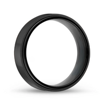 Charger l&#39;image dans la galerie, Bague 7 mm noire mate et brillante (une bande)
