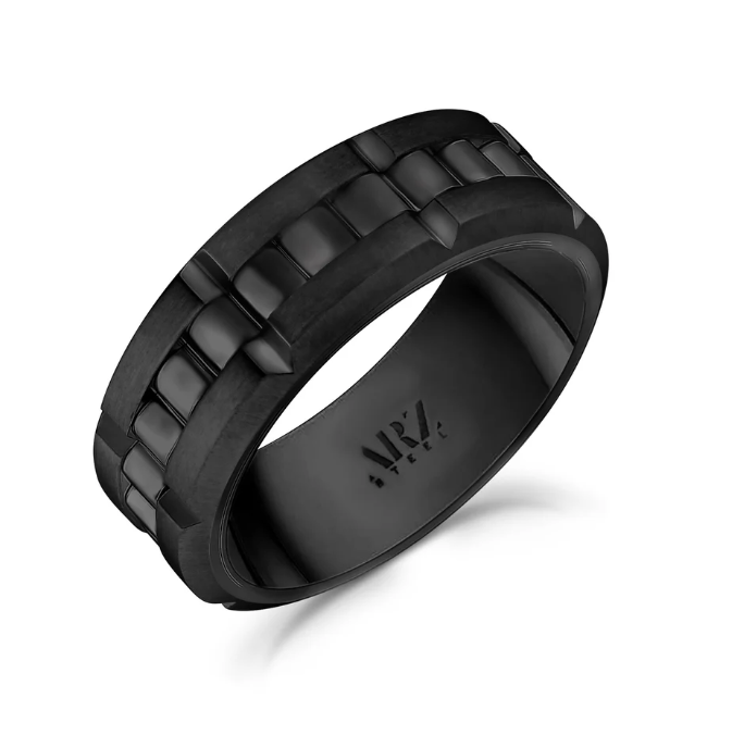 Bague tournante 8 mm noire mate et brillante