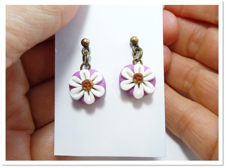 Boucles d'oreilles pour enfant - Fleurs roses