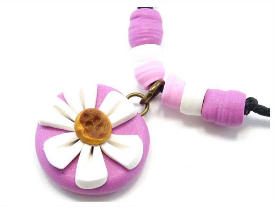 Collier pour enfant Fleurs roses - Art-Éli