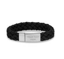 Charger l&#39;image dans la galerie, Bracelet en cuir noir 12 mm avec fermoir mat
