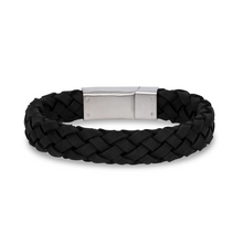Charger l&#39;image dans la galerie, Bracelet en cuir noir 12 mm avec fermoir mat
