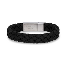 Charger l&#39;image dans la galerie, Bracelet en cuir noir 12 mm avec fermoir mat
