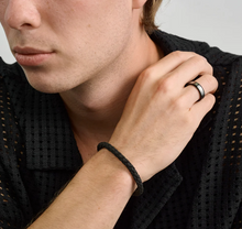 Charger l&#39;image dans la galerie, Bracelet cuir noir mat 6 mm
