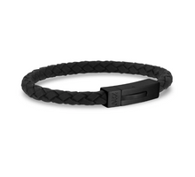 Charger l&#39;image dans la galerie, Bracelet cuir noir mat 6 mm
