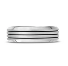 Charger l&#39;image dans la galerie, Bague à bords biseautés et lignes noires
