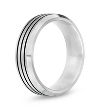Charger l&#39;image dans la galerie, Bague à bords biseautés et lignes noires
