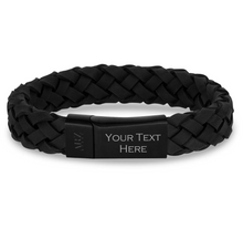 Charger l&#39;image dans la galerie, Bracelet en cuir noir 12 mm

