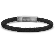 Charger l&#39;image dans la galerie, Bracelet cuir et acier mat 6 mm
