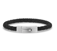 Charger l&#39;image dans la galerie, Bracelet en cuir noir à fermoir mat | 6mm
