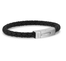 Charger l&#39;image dans la galerie, Bracelet en cuir noir à fermoir mat | 6mm
