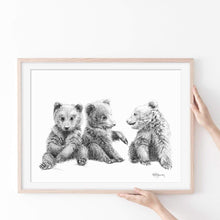Charger l&#39;image dans la galerie, illustration noir et blanc ours ourson Montréal
