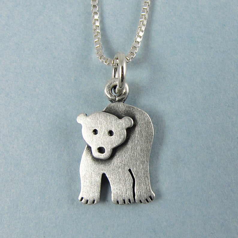 Collier pendentif animaux en argent - Ours polaire