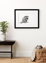 Charger l&#39;image dans la galerie, wall art home decor black and white animal racoon
